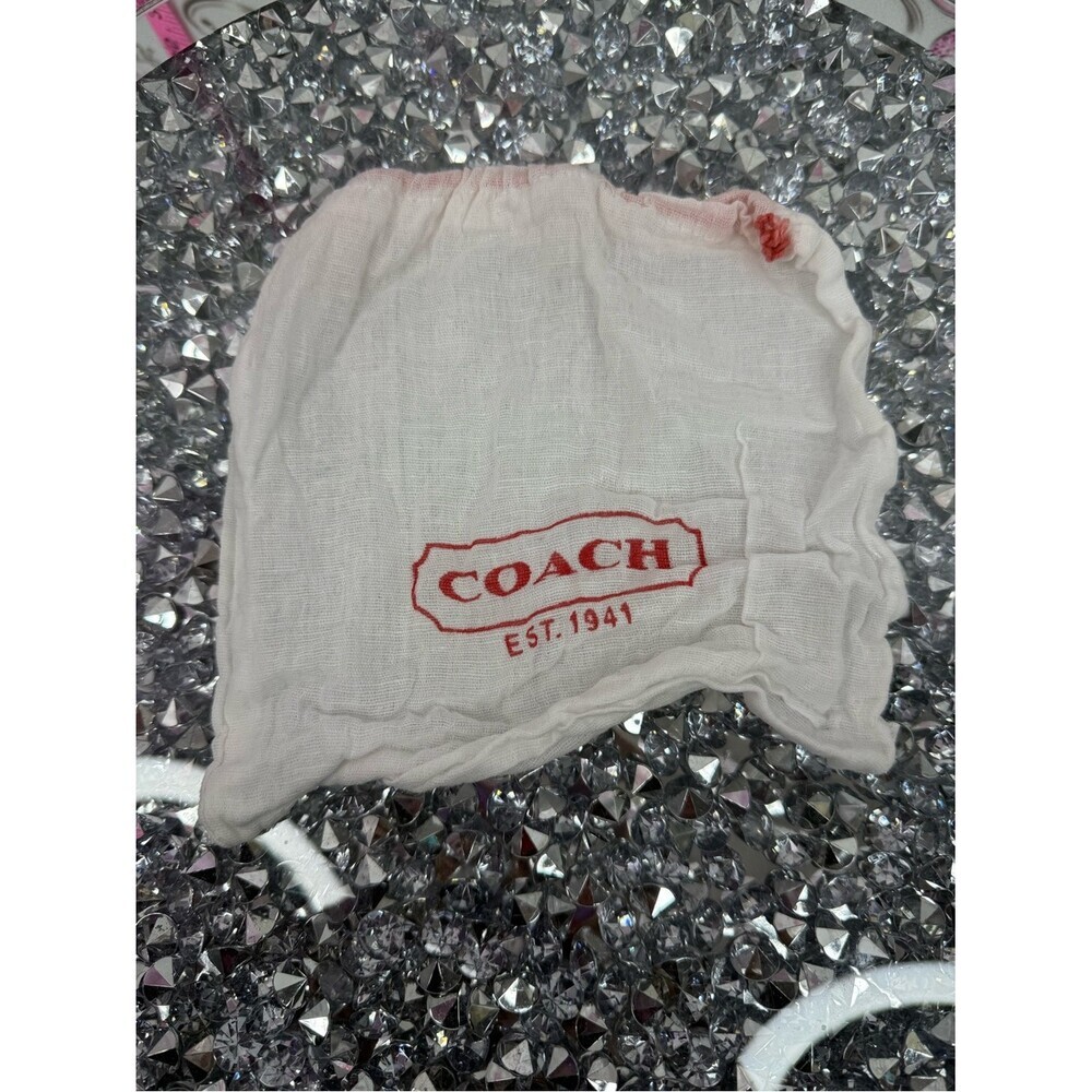 COACH mini dust bag White Drawstring Dust Bag with Red Logo